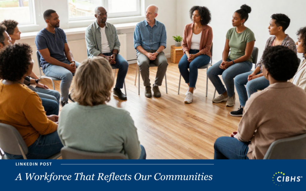 Diverse work team sitting around in a circle